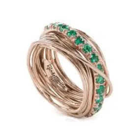 Anello Filodellavita 13 Fili Oro Rosa 9kt e Smeraldi