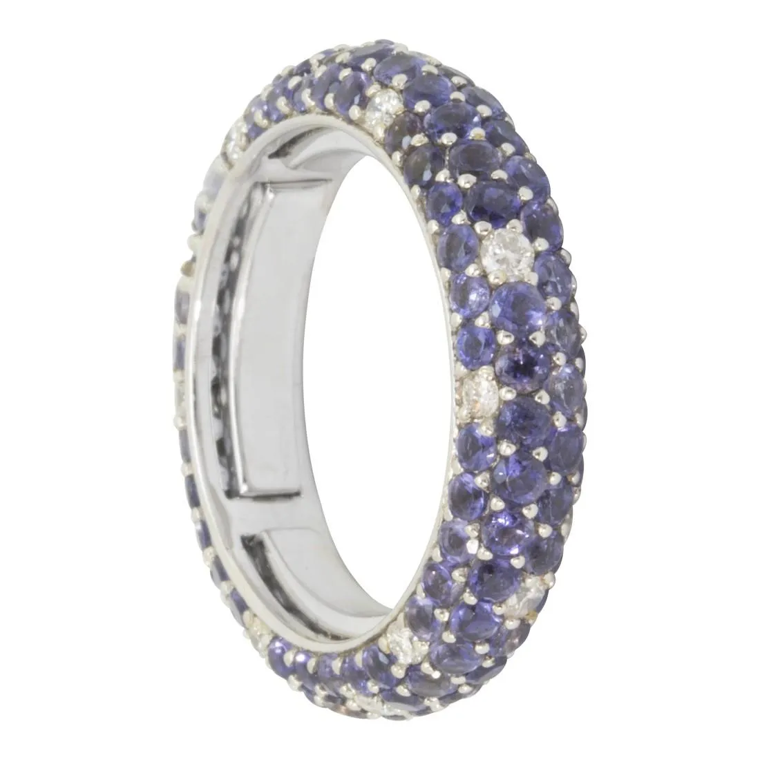 Anello in oro con diamanti ct 0.50 e zaffiri blu ct 5.30