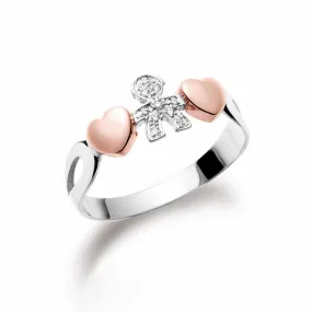 Anello leBebe LBB111 oro bianco bimbo due cuori - Misura 12