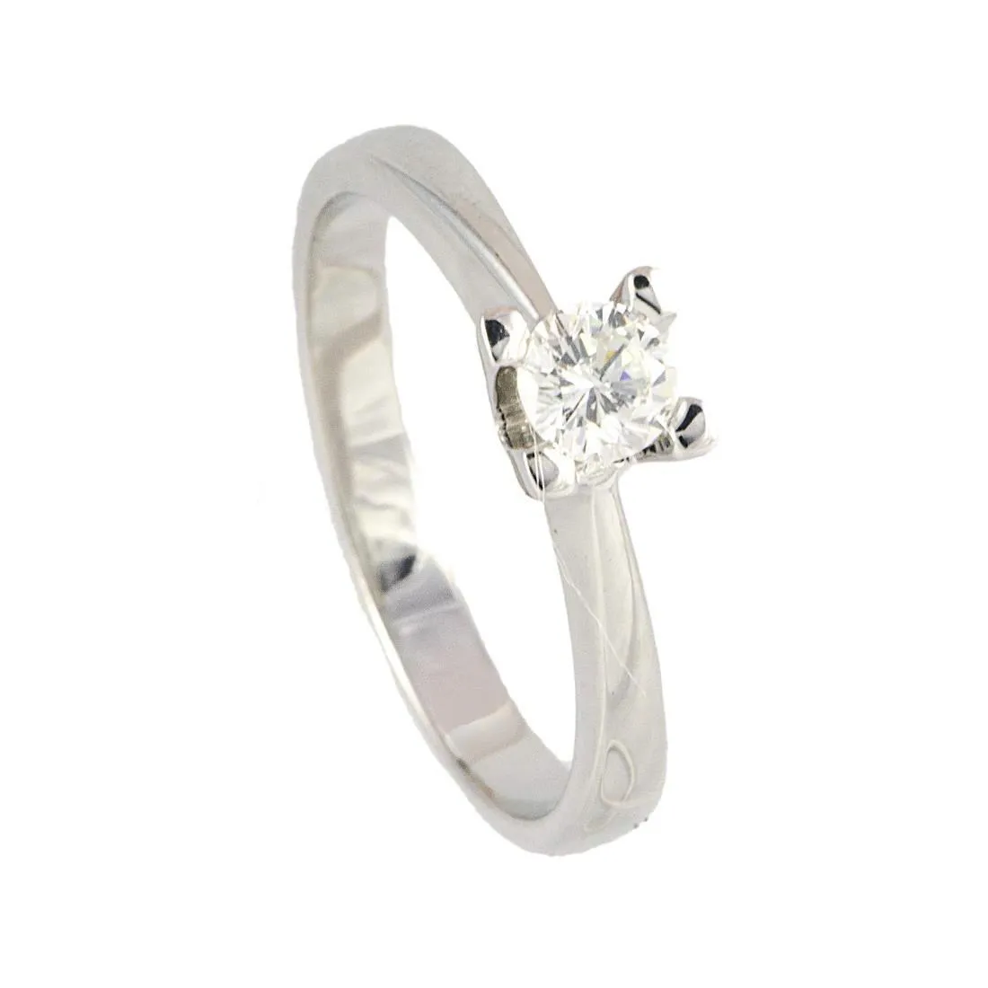 Anello solitario in oro bianco con diamante 0.30 ct mis 13
