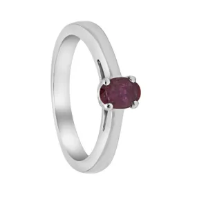 Anello solitario in oro bianco e rubino ct 0,46 mis 14
