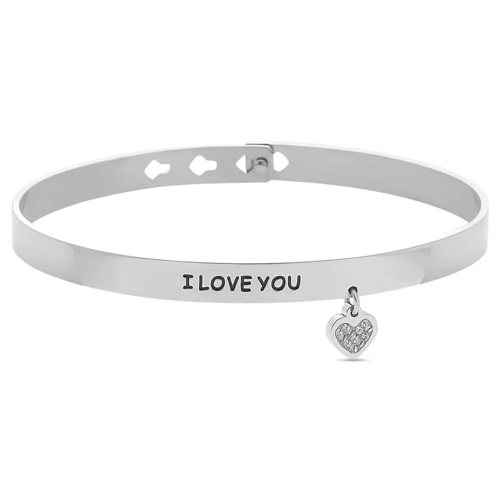 Bangle Lady Message Acciaio Cristallo Bianco 1681707