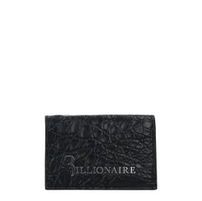 Billionaire Portadocumenti Uomo Caiman Crocodilus Blu/Argento