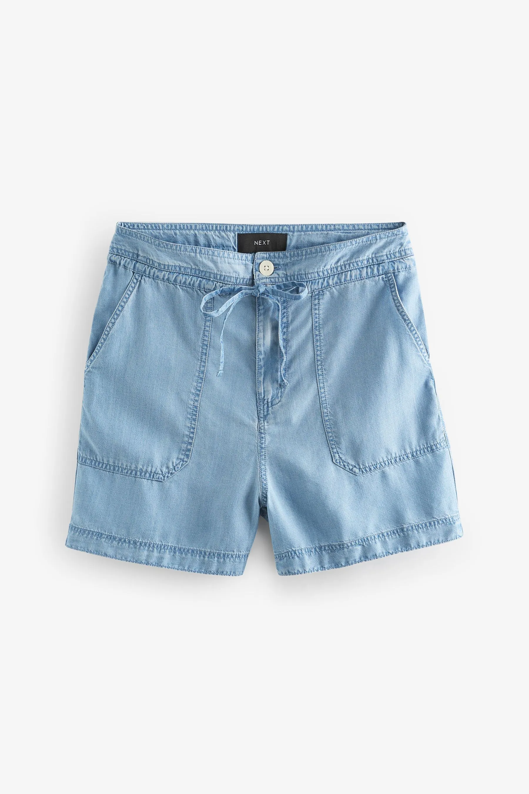 Blu medio  - Shorts a lunghezza media in TENCEL™ allacciati in vita