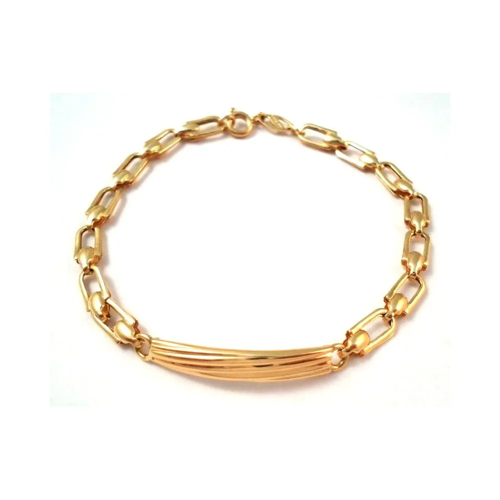 BRACCIALE CATENA CON PIASTRINA IN ORO GIALLO 18 KT