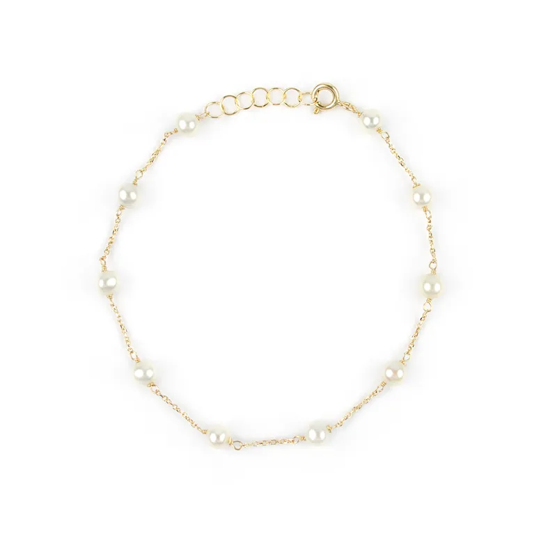 Bracciale in oro giallo con perle 4-4,5 mm