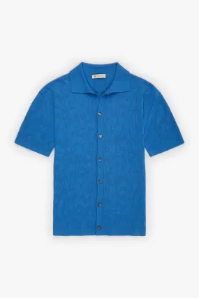 Camicia maniche corte jacquard mesh camo azzurro
