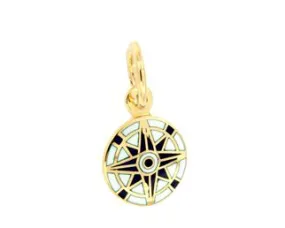 Ciondolo Rosa dei Venti smaltata microfusa in oro giallo 18kt