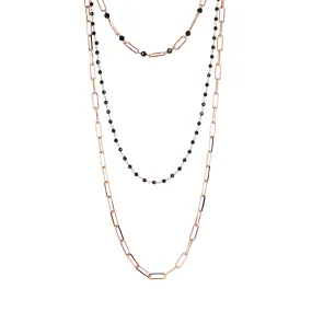 Collana a Tre Fili Bronzallure Oro Rosa e Pietre Nere