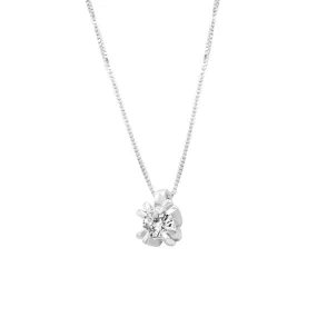 Collier punto luce in oro bianco e diamante 0,15 ct