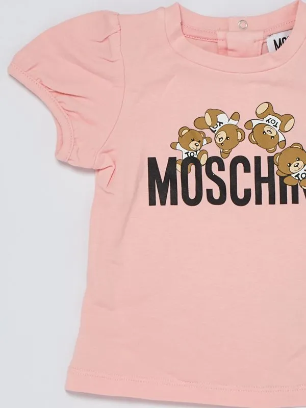 Completo bambina Moschino in cotone Rosa-Bianco
