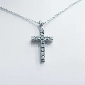 CROCE CIONDOLO in ORO BIANCO con DIAMANTI 0.60 carati