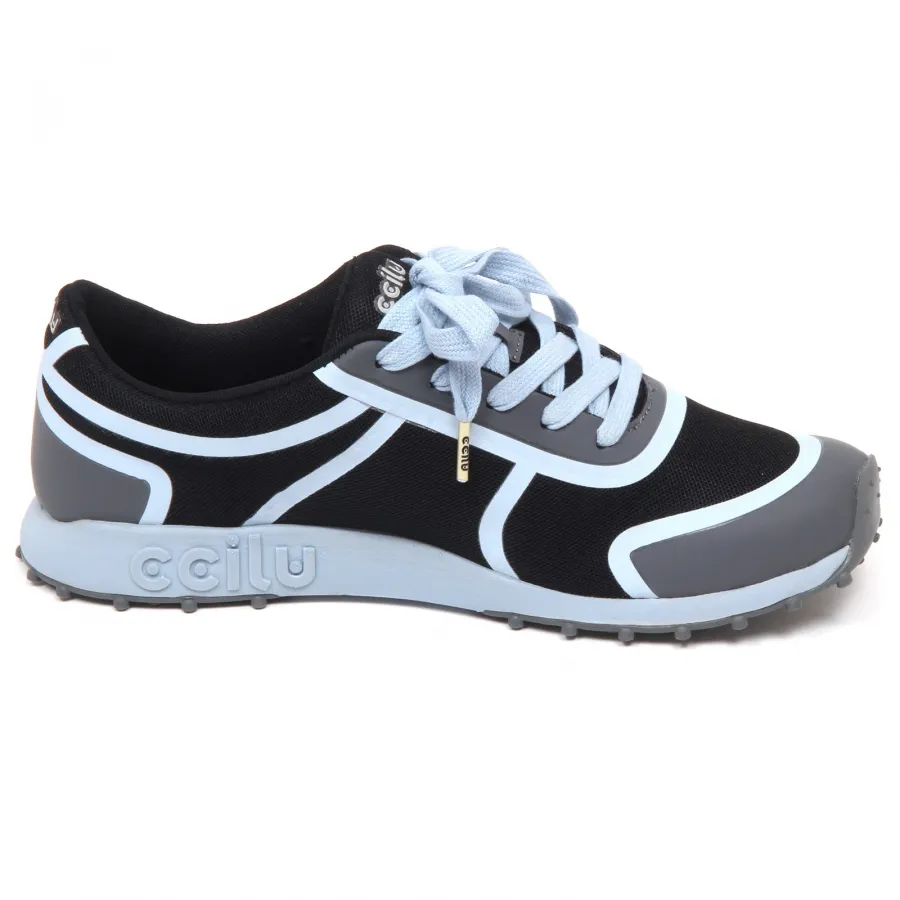 E8186 (WITHOUT BOX) sneaker uomo black/light blu CCILU tissue/rubber shoe man