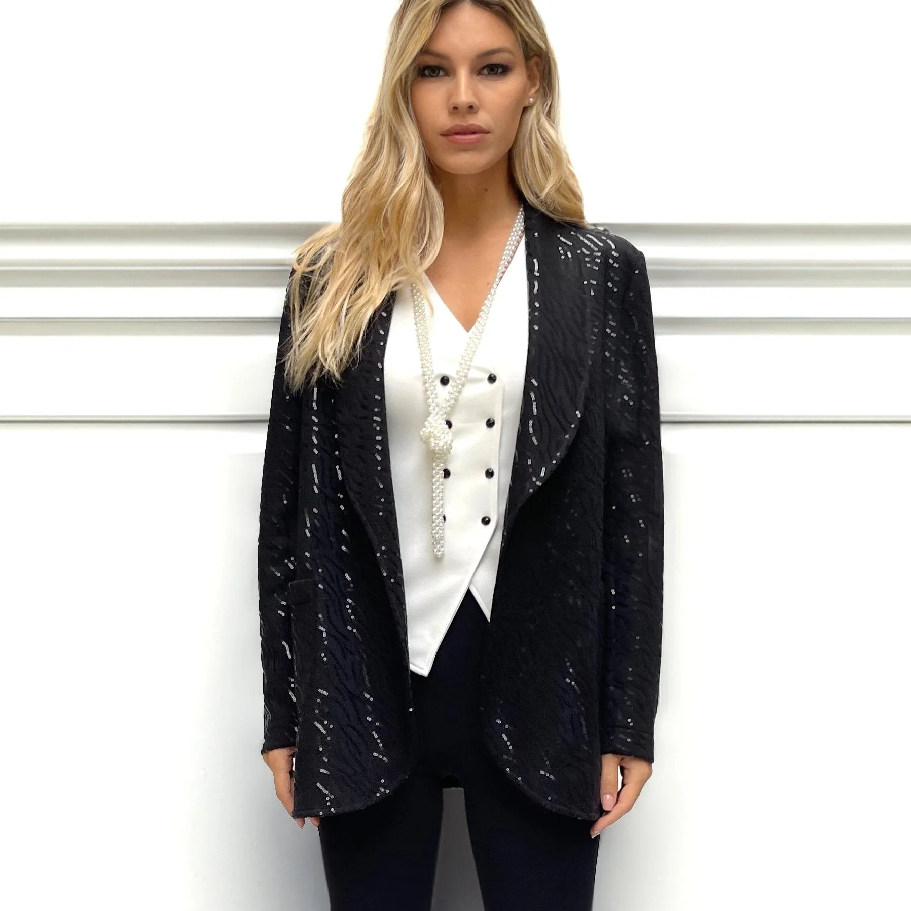 Giacca-Cardigan Tuxedo Paillettes