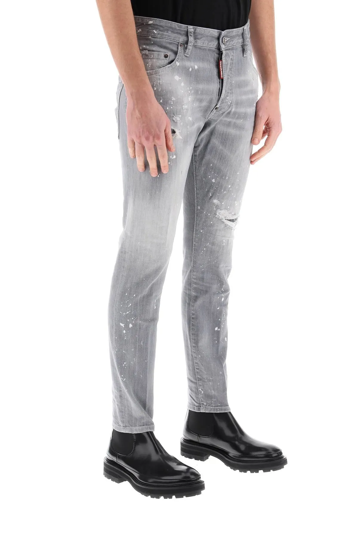 Jeans Skater In Grey Spotted Wash