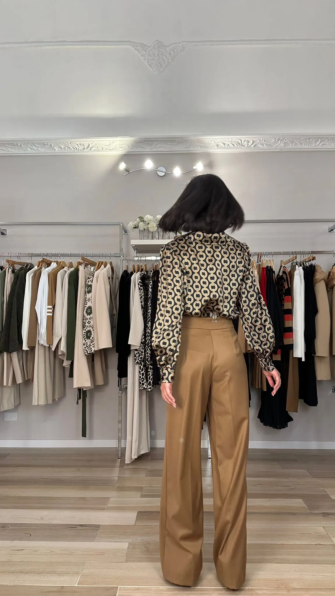 Kocca pantalone a palazzo cammello