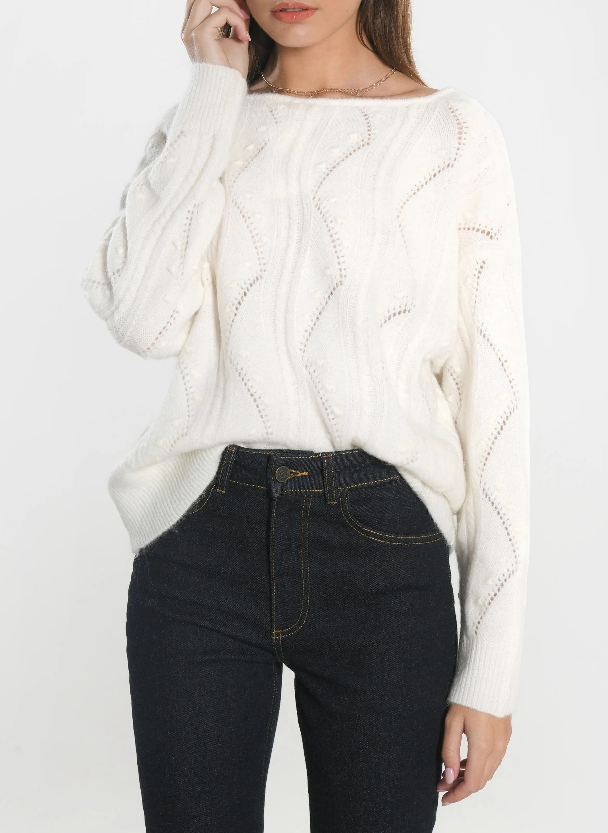 KOOKAI   MONICA - Gilet in maglia fantasiosa in lana | Bianco