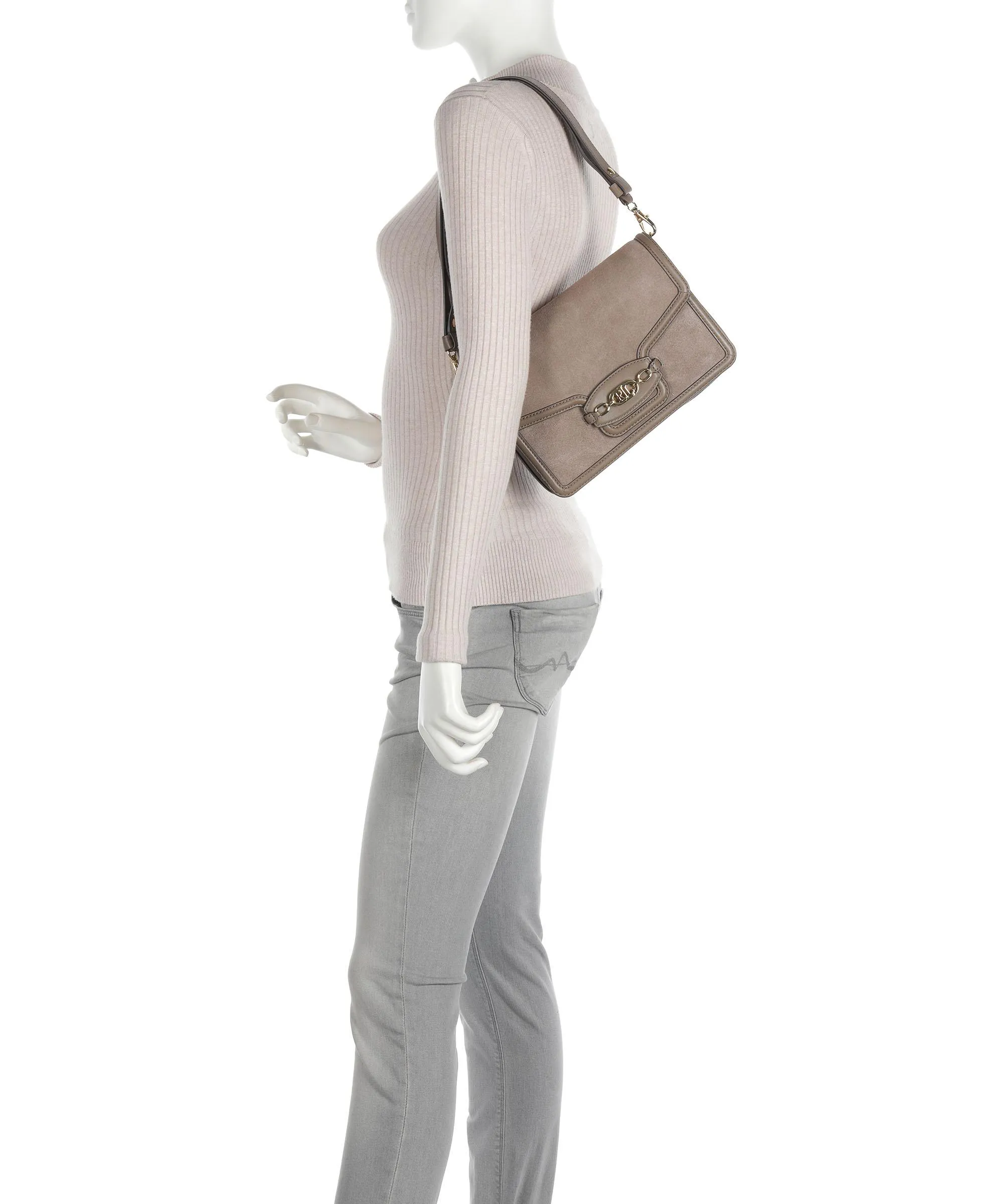  Lauren Ralph Lauren Sydnee 25 Borsa a spalla pelle bovina ruvida taupe  
