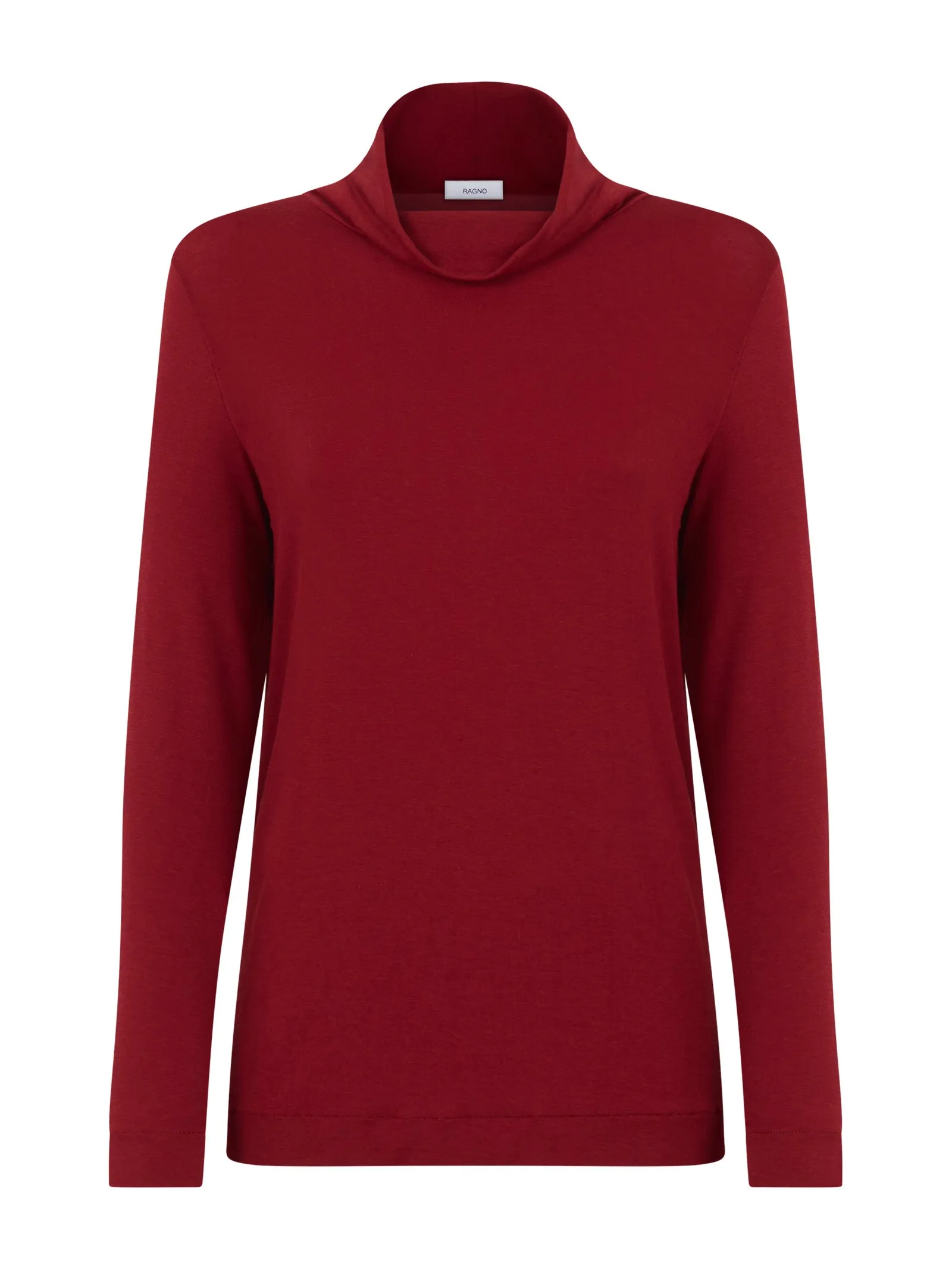 Maglietta con collo morbido in filato Tenderwool - Amarena
