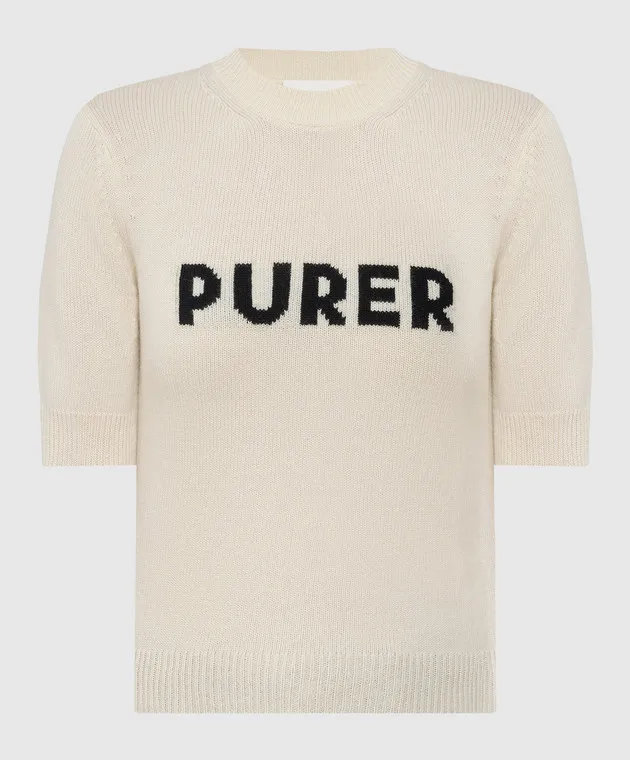 Max Mara Sportmax T-shirt beige UNISONO realizzata in lana e cashmere con fantasia UNISONO