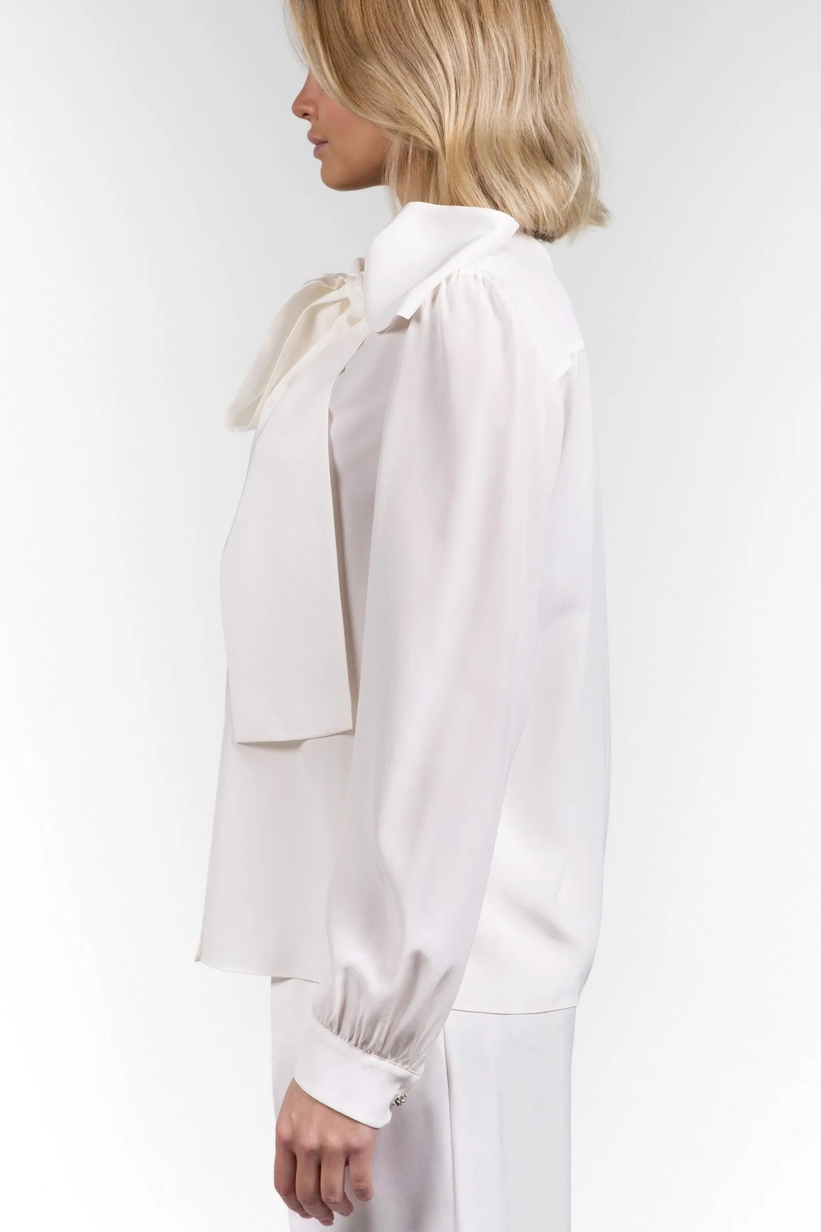 MAX MARA STUDIO camicia in crêpe de Chine di pura seta MIELE  variante 001 colore Bianco