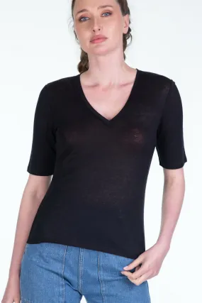 MAX MARA WEEKEND T-shirt in jersey di lino BRUNATE
