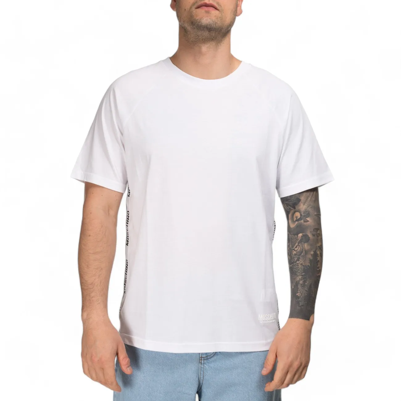Moschino t-shirt bianca stripes logate