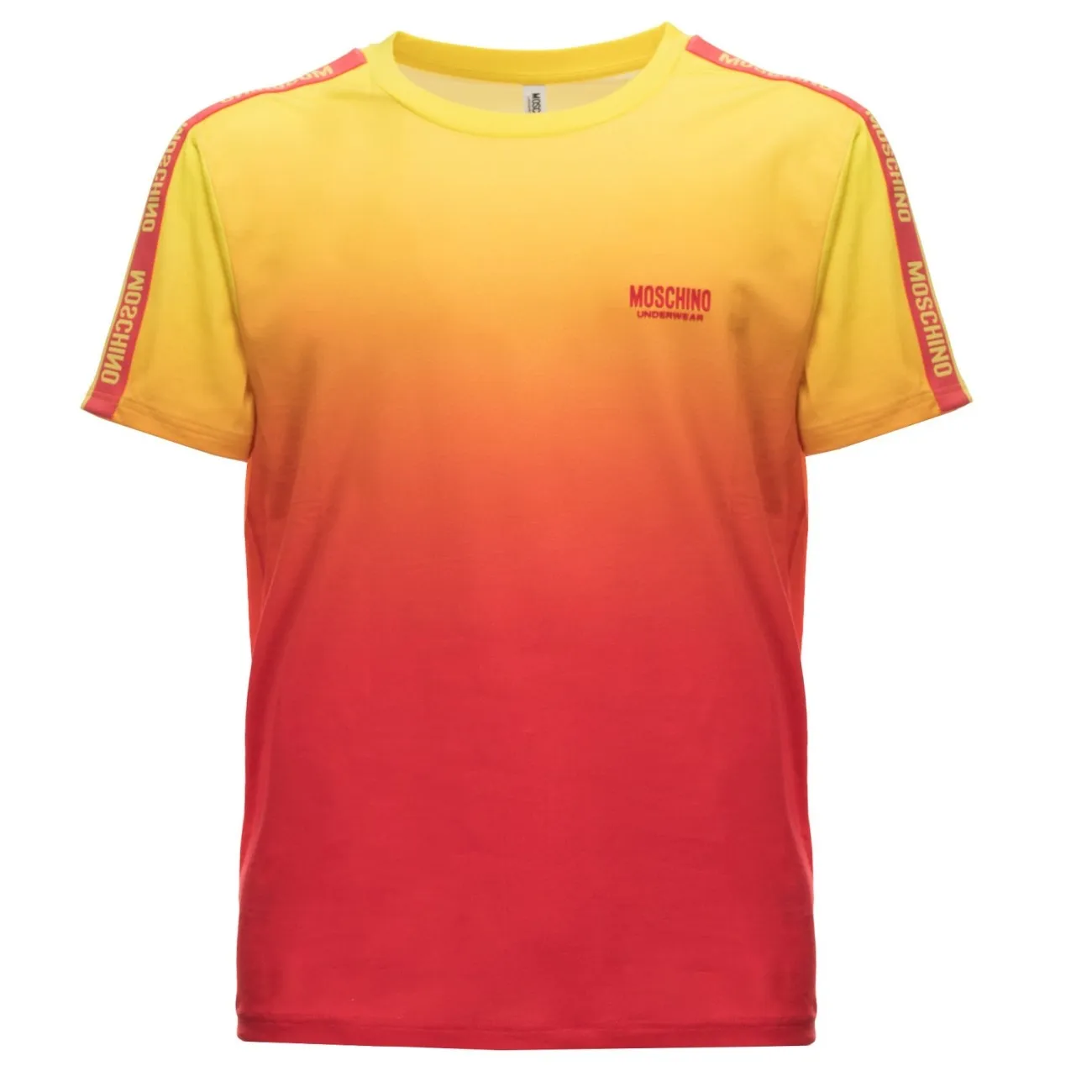 Moschino t-shirt gialla bande logate sulle spalle