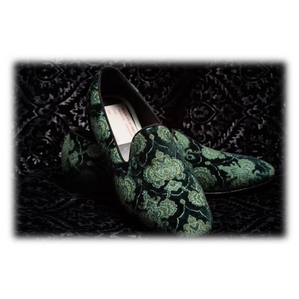 Nicolao Atelier - Calzatura a Pantofola Broccato - Verde Uomo - Calzatura - Made in Italy - Luxury Exclusive Collection