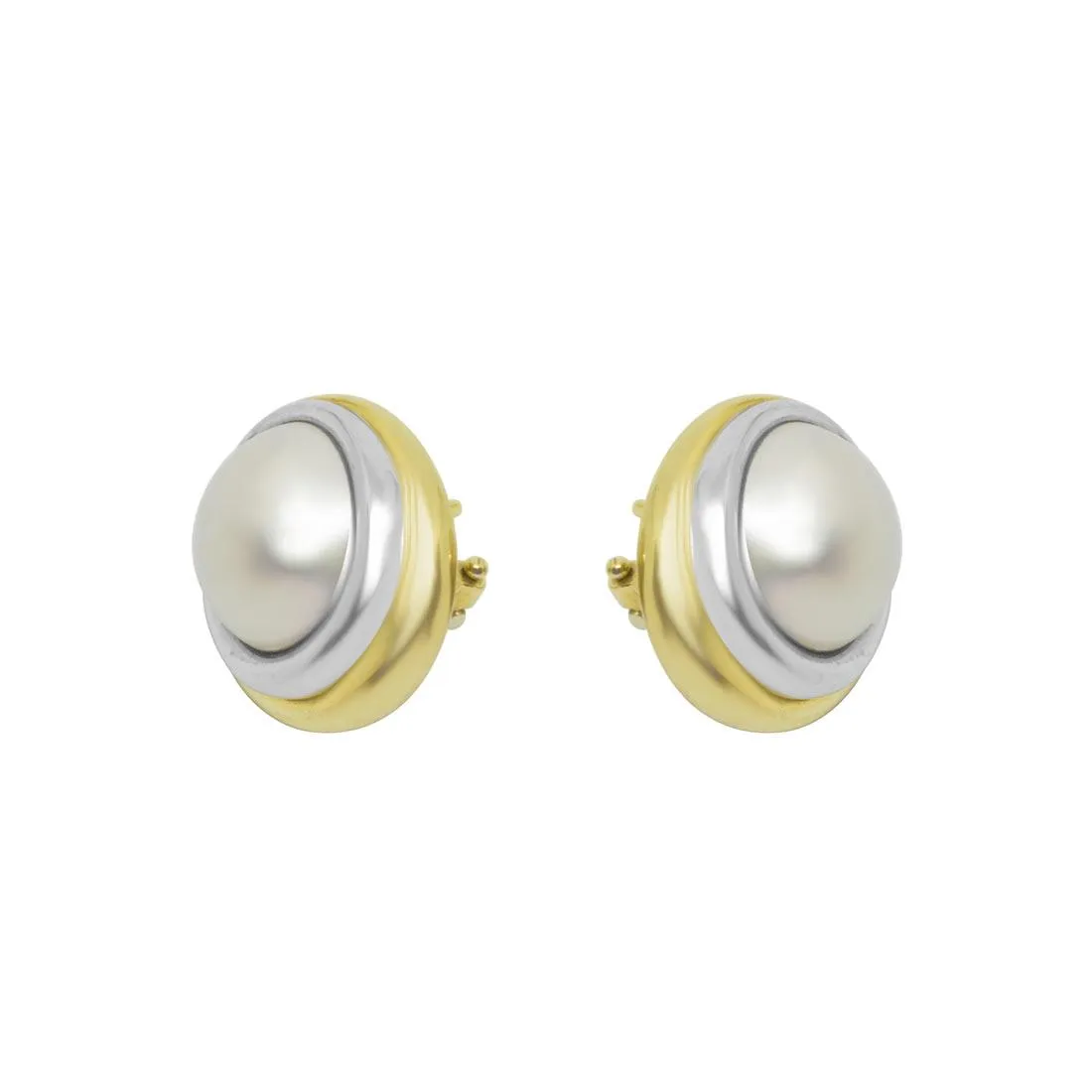 Orecchini in oro bianco e giallo con perle
