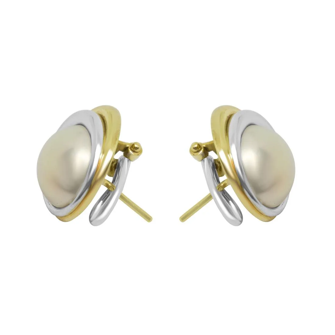 Orecchini in oro bianco e giallo con perle