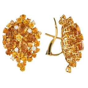 Orecchini in oro giallo con diamanti ct 0.59 e zaffiri gialli ct 6.14