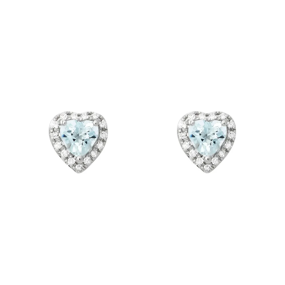 Orecchini Lobo Cuore Jasmine Oro Bianco 750/1000 Acquamarina 0,42 ct Diamante Bianco 0,07 ct 1688178