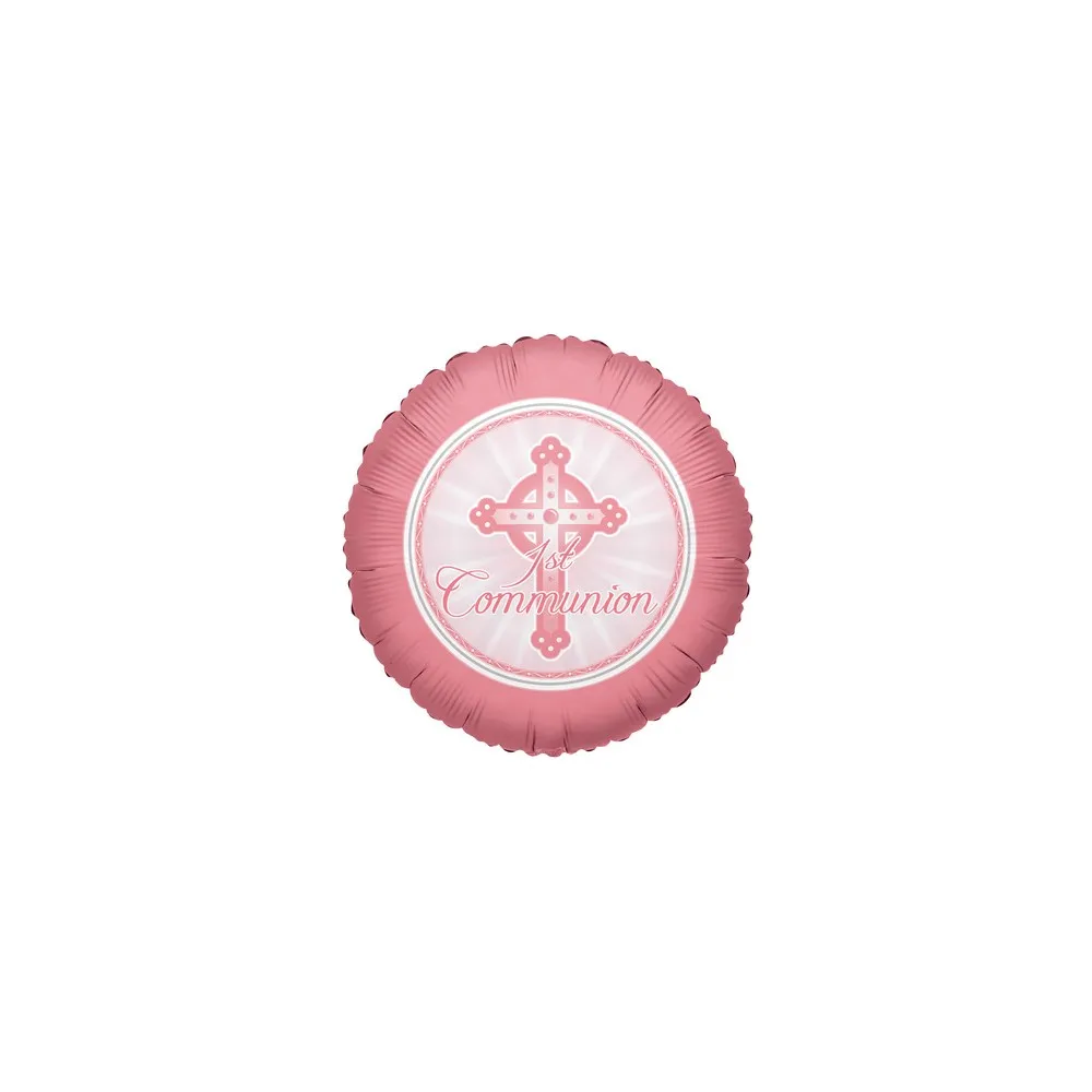Palloncino Rosa con Croce in Mylar per Comunione Bambina