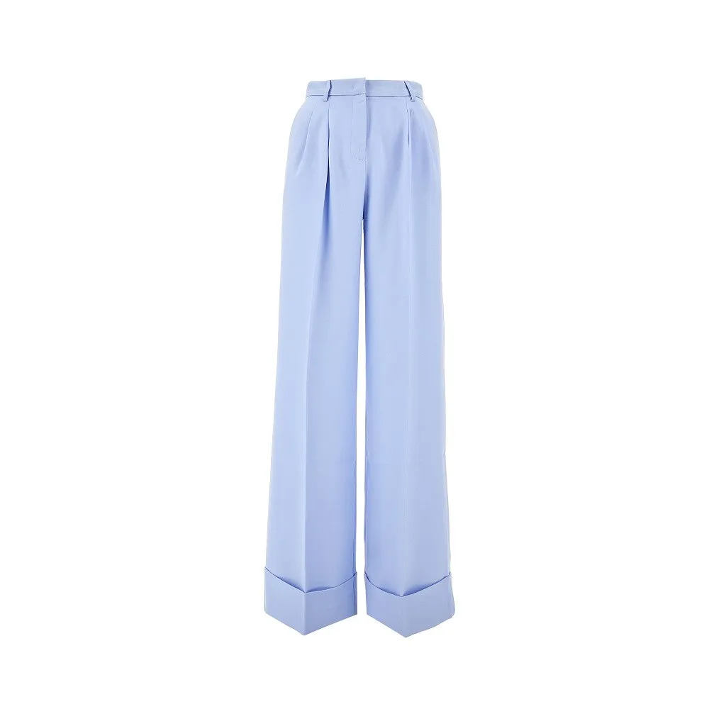 Pantalone ampio in cady con pince