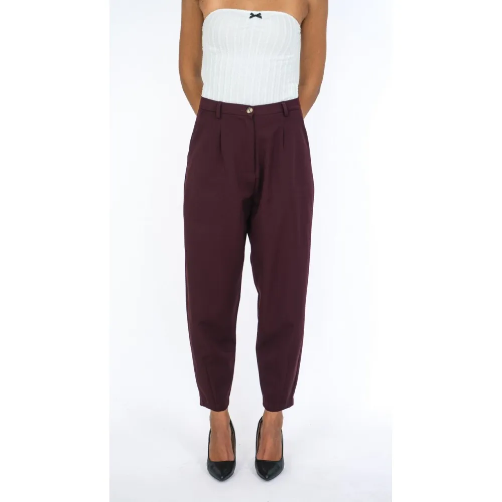 Pantalone donna momfit tinta unita