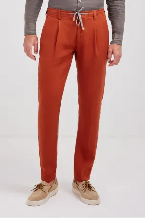 PANTALONE LINO MATTONE