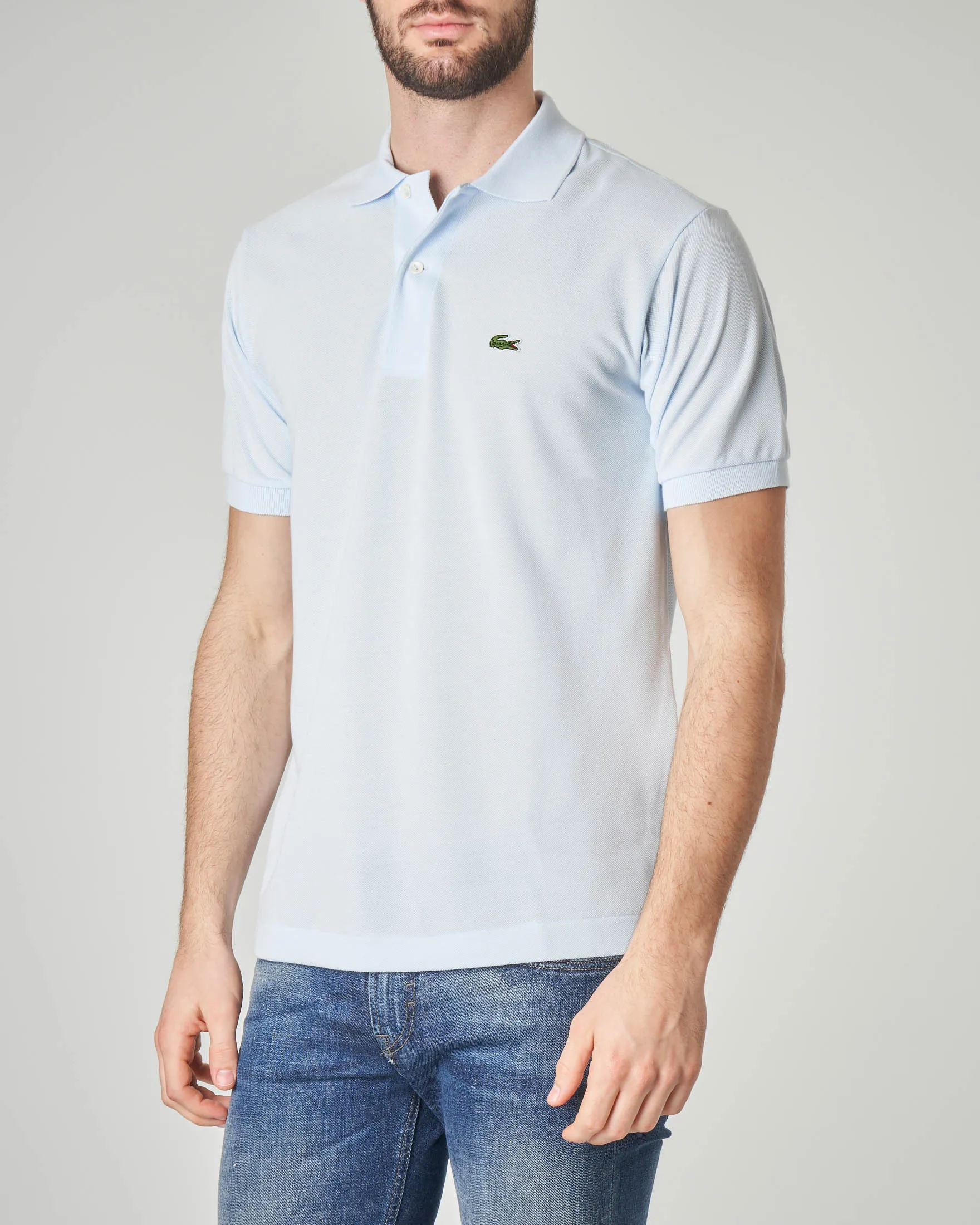 Polo azzurra classic fit L.12.12 in petit piqué
