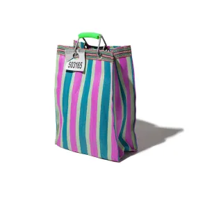 Puebco Sacchetto a strisce in plastica riciclata rect-d15/b verde x rosa