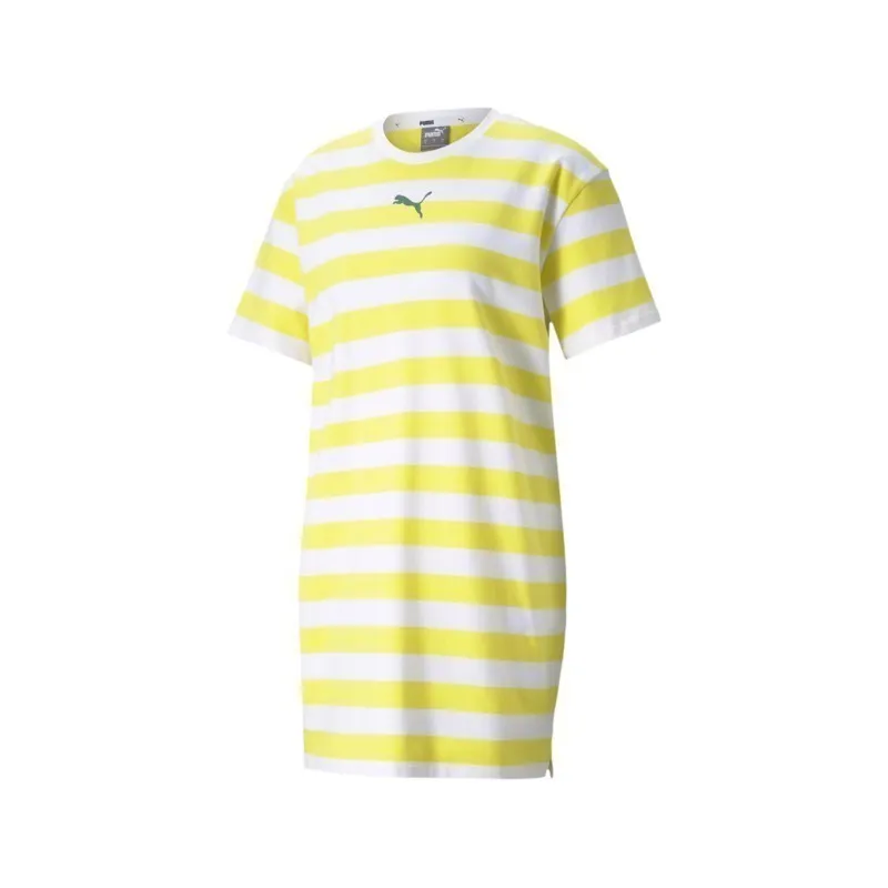 PUMA ABITO DONNA  SUMMER STRIPED AOP DRES A RIGHE COLORE BIANCO/GIALLO