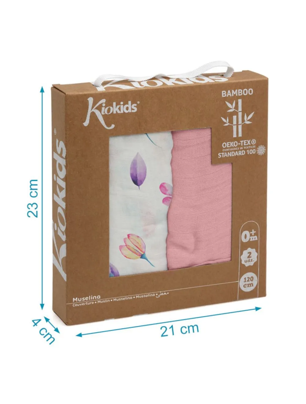  SET 2 COPERTINE NEONATO IN MUSSOLA DI BAMBOO 120X120 CM - ROSA 