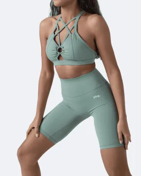 Top incrociato davanti verde lime  