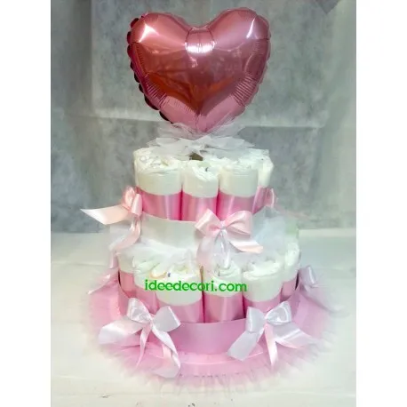 TORTA DI PANNOLINI DIAPER CAKE ROSA
