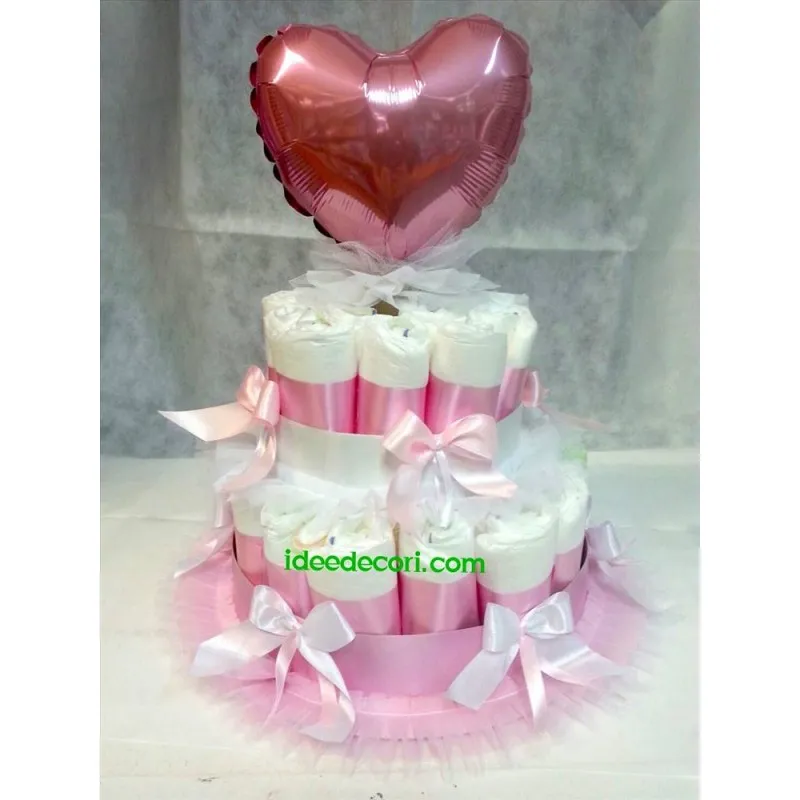 TORTA DI PANNOLINI DIAPER CAKE ROSA