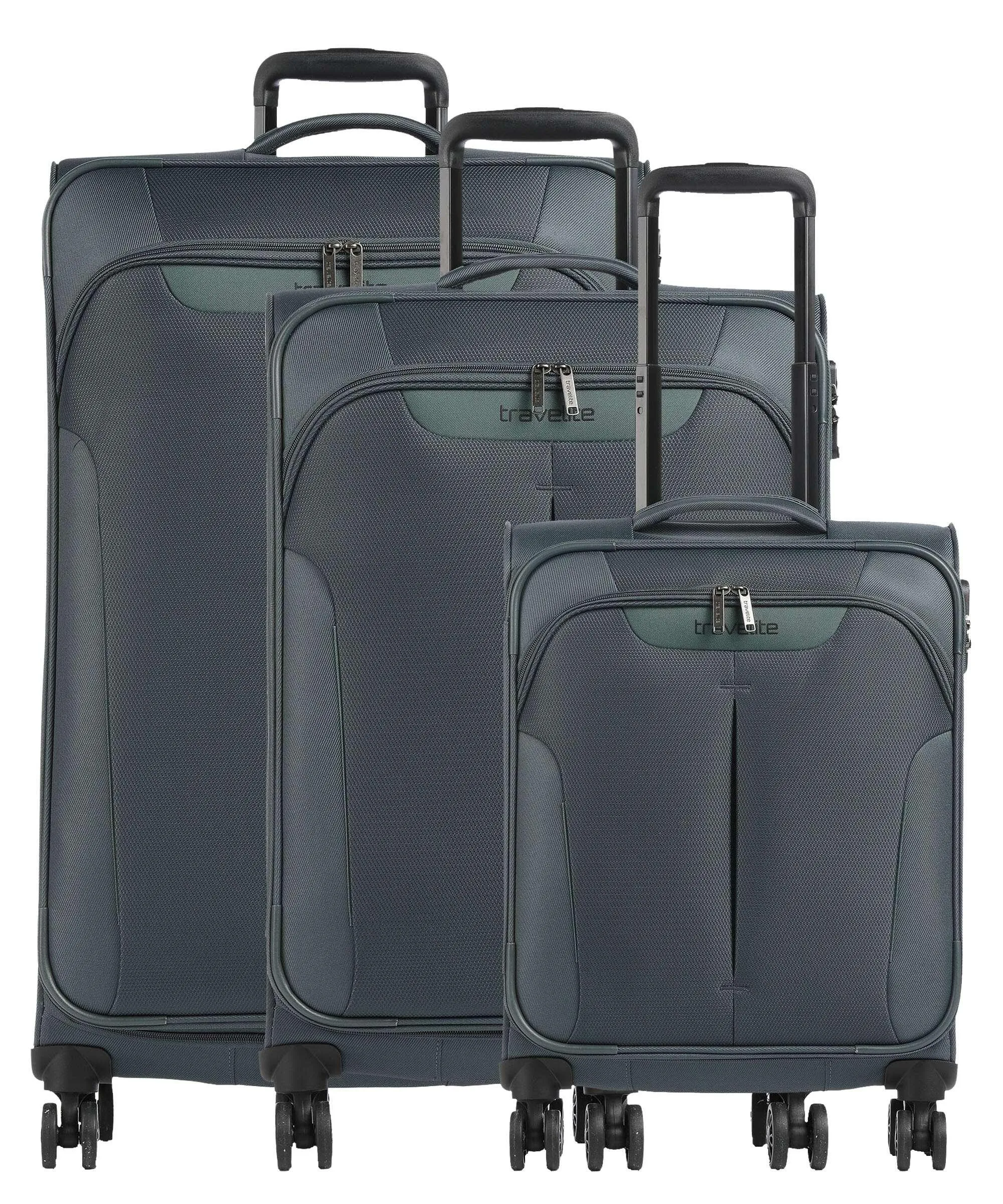  Travelite Croatia Set valigie trolley (4 ruote) grigio-verde 3-pc.  
