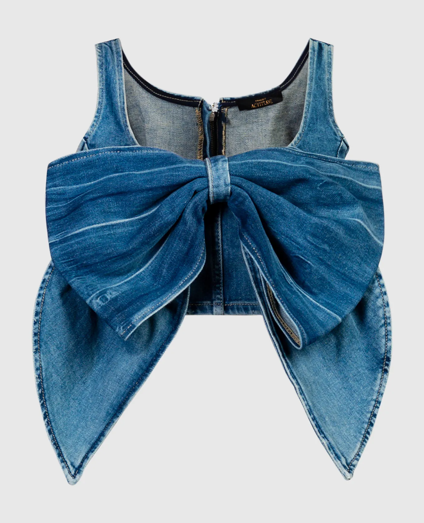 Twinset Actitude Top in denim blu con fiocco 241AP2420