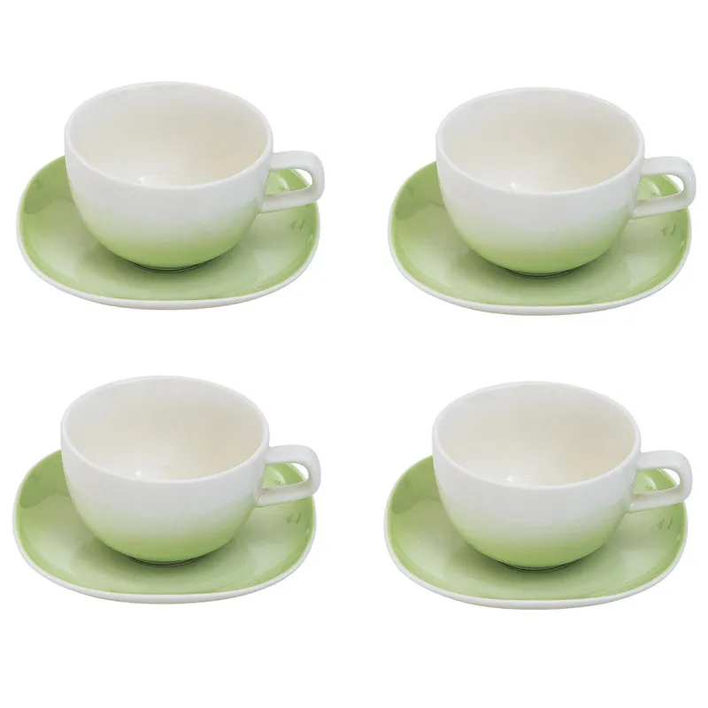 Villa Altachiara Tazze da té con piatto new bone china 4 pezzi Primavera verde