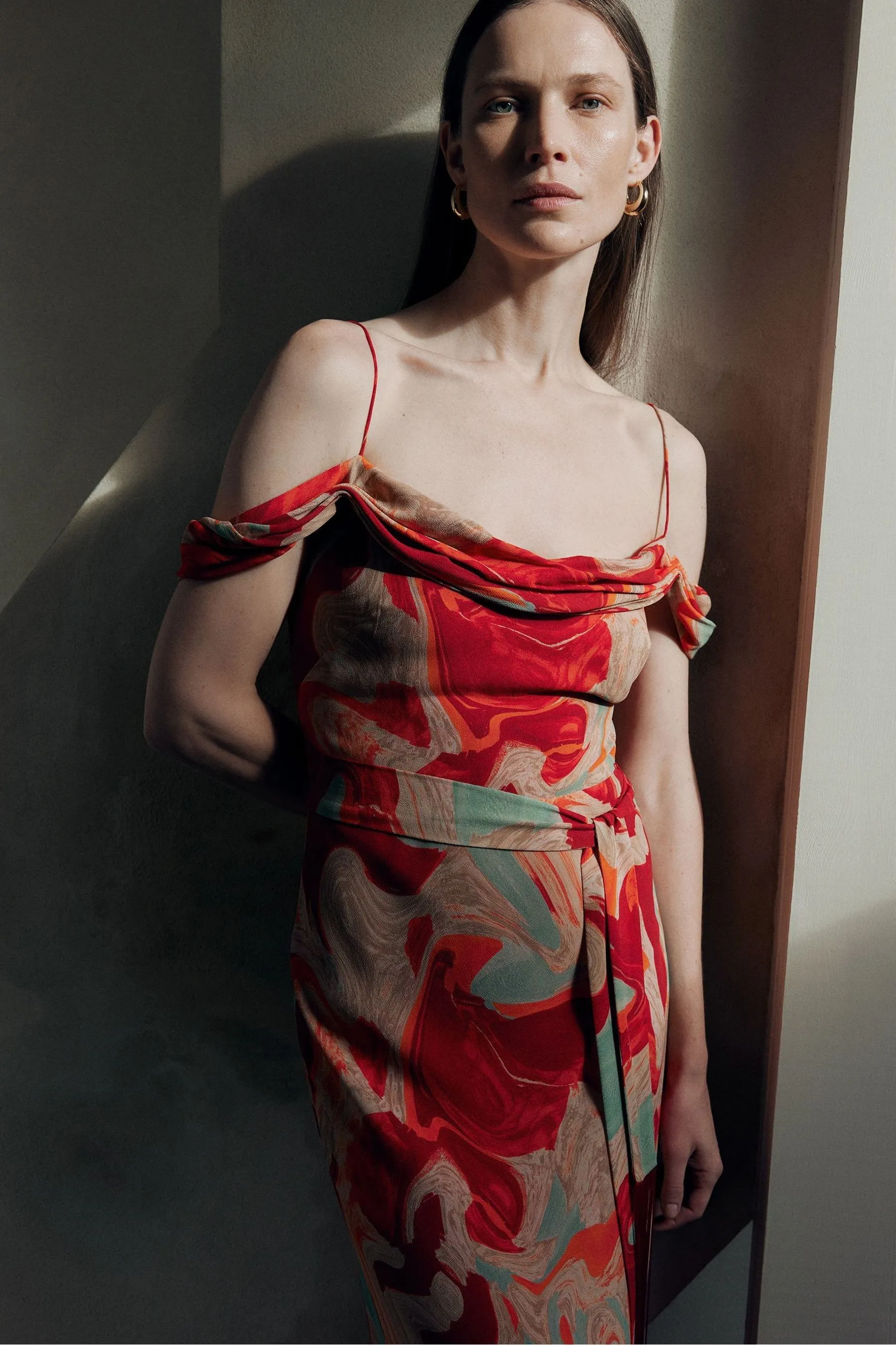 Whistles Rosso - Abito con Stampa marmorizzato